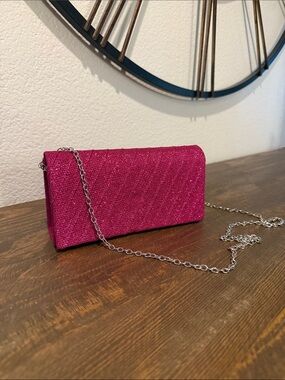 Fuchsia Sparkle Chain Clutch - Women Bags